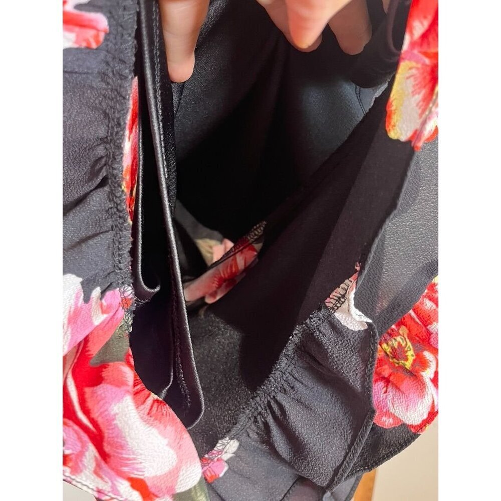 Retro Floral Romper Black L Boho Western Feminine Country Chic Ruffle Colorful - Picture 6 of 10